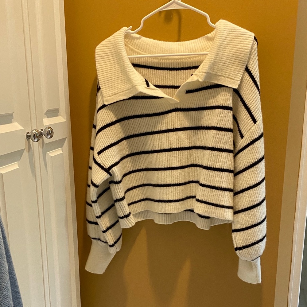 Black and White Pinstriped Sweater